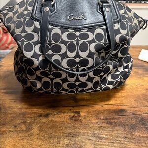 Coach Black and Gray Signature Tote Bag